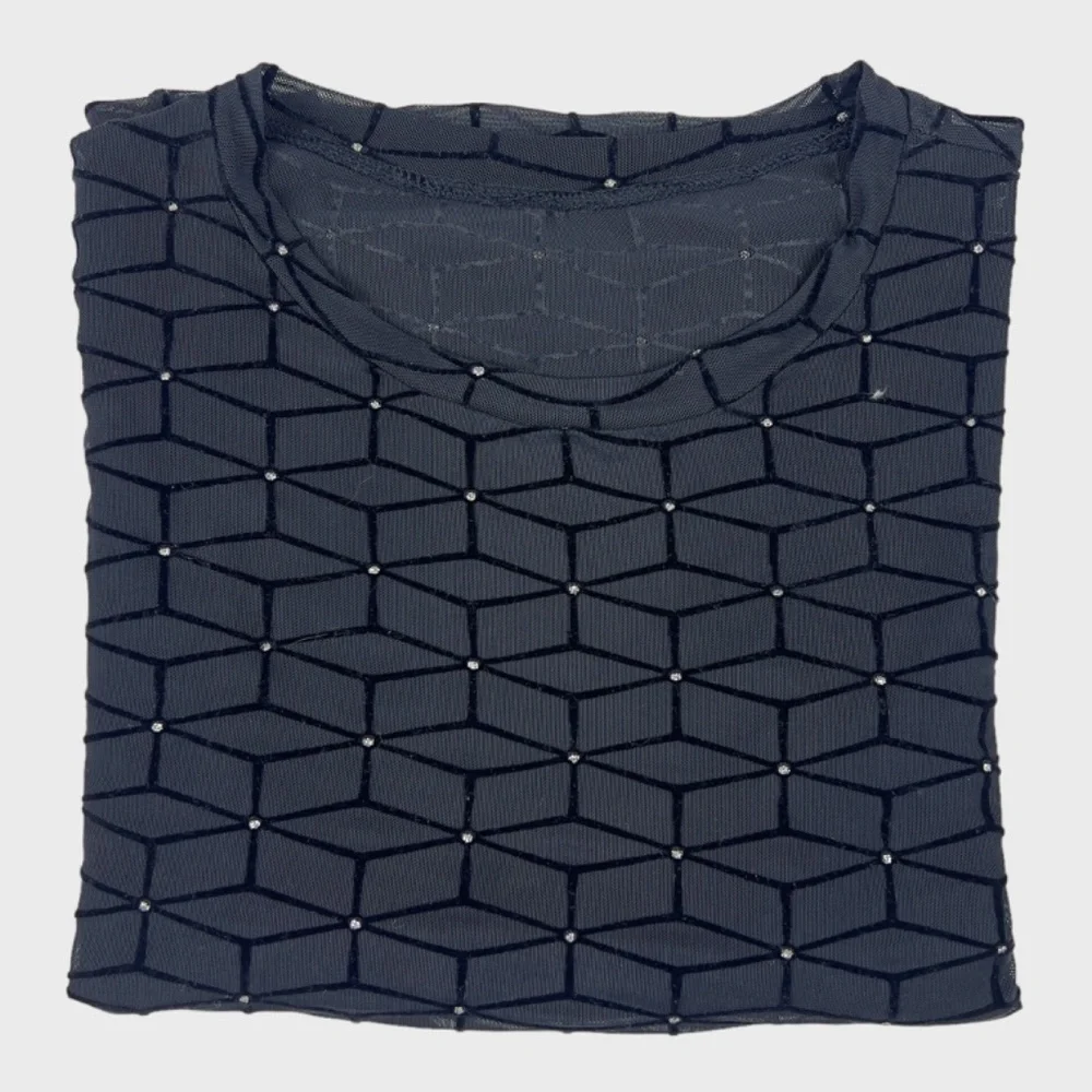 SHEIN Black Geo Mesh Long Sleeve T-Shirt - Picture 3 of 10